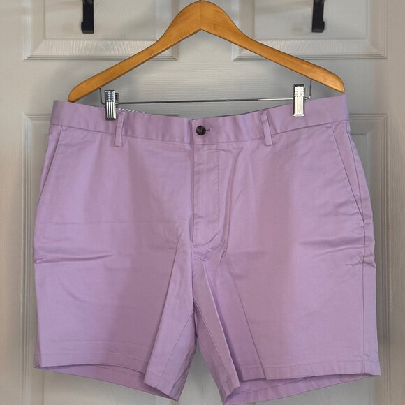 Alton Lane Men's Pink Tailored Fit Cotton Stretch Flat-front Shorts w/ 5" Inseam - Picture 1 of 3